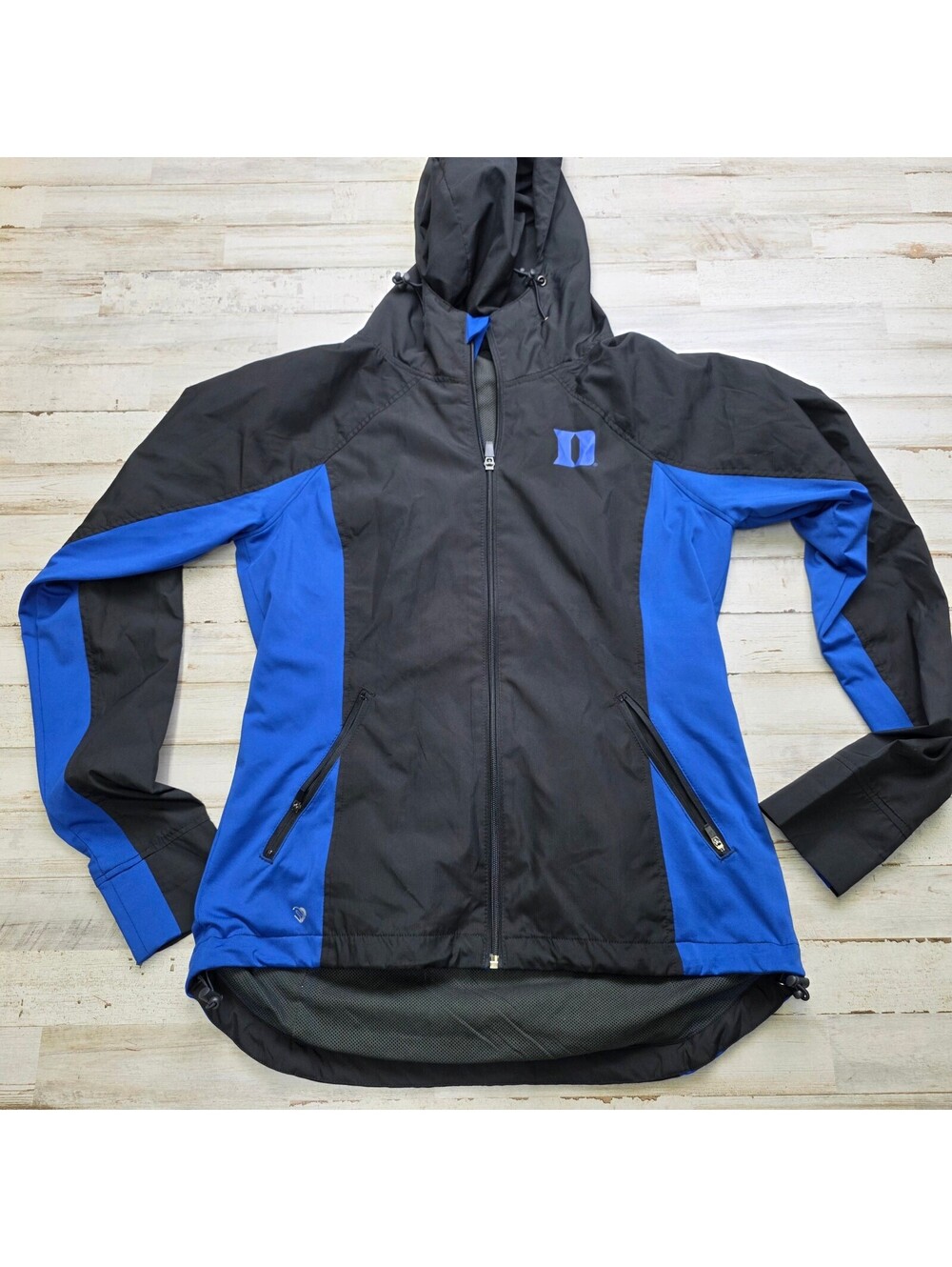 Duke Blue Devils Women's Hooded Jacket Black Blue Lightweight Full Zip M L